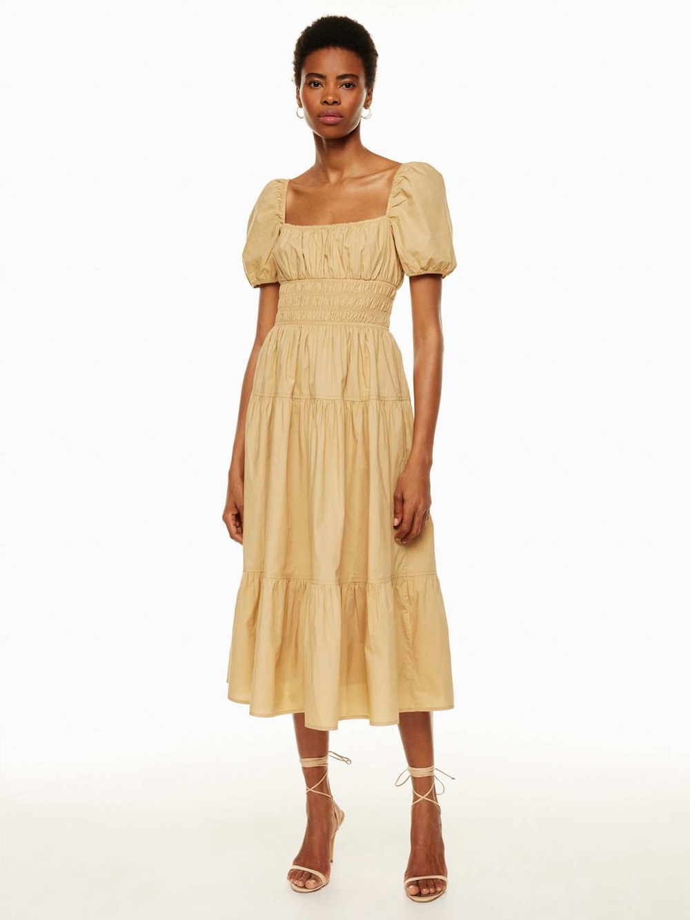 Aritzia Wilfred Allegoria Poplin Dress - Cotton Cream Midi Dress
